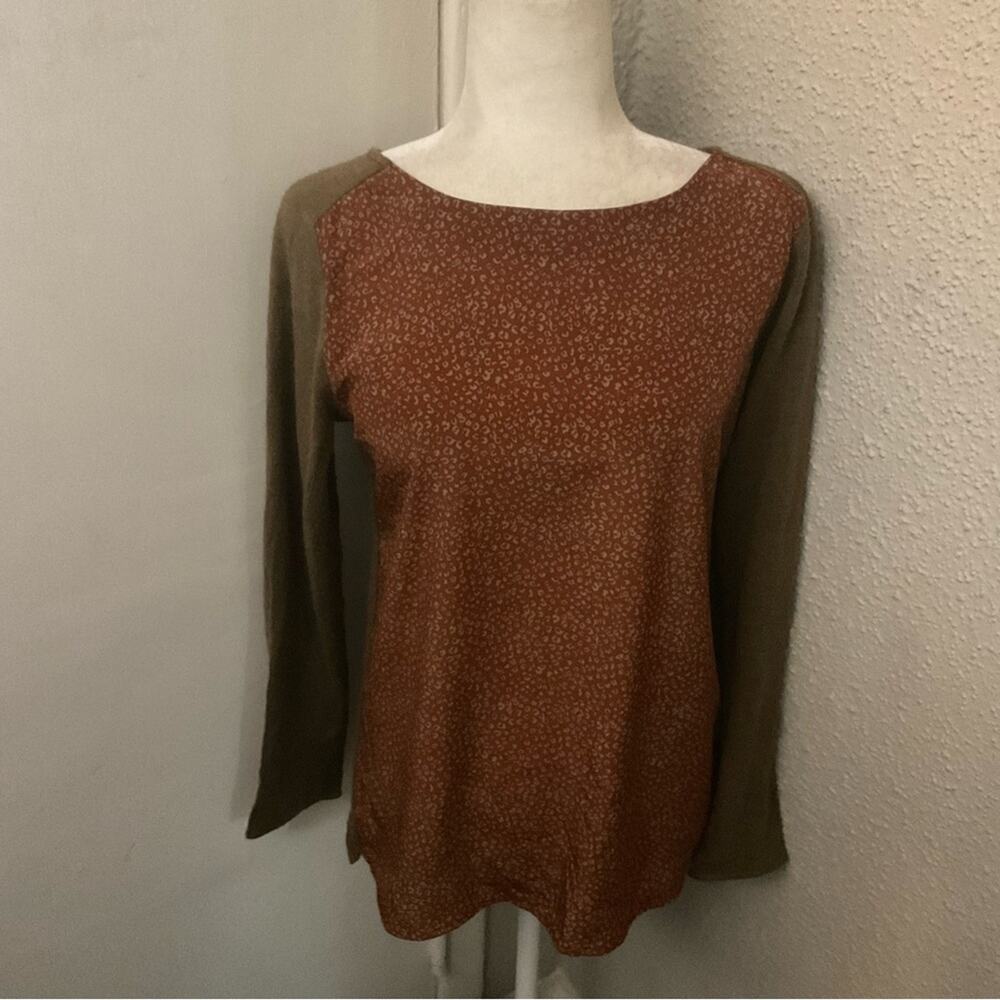 THML Two Tone Colorblock Sweater Long Sleeve M Fall Academia Cozycore Grandma